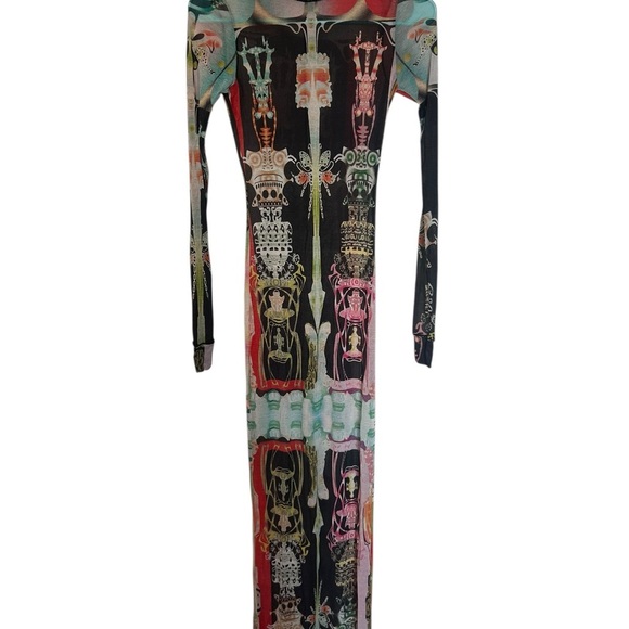 SKIMS Summer Mesh Long Sleeve Dress - Orchid Cabinet (Size S) - Picture 3 of 8
